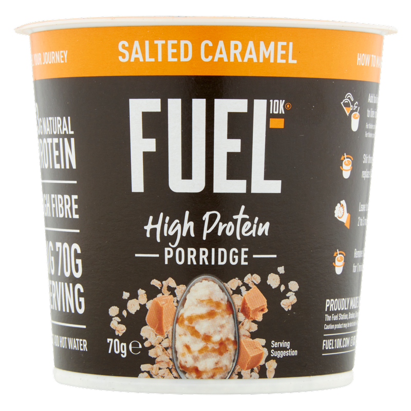 FUEL10K High Protein Salted Caramel Porridge Oat Cereal Pot, 70g