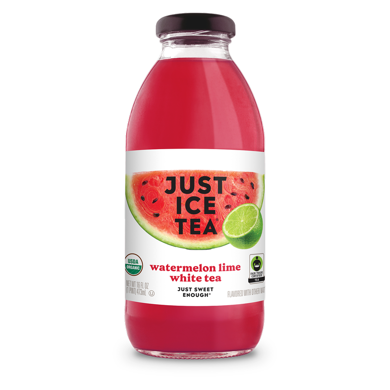 Just Ice Tea Watermelon Lime White Tea 16oz Glass Bottle