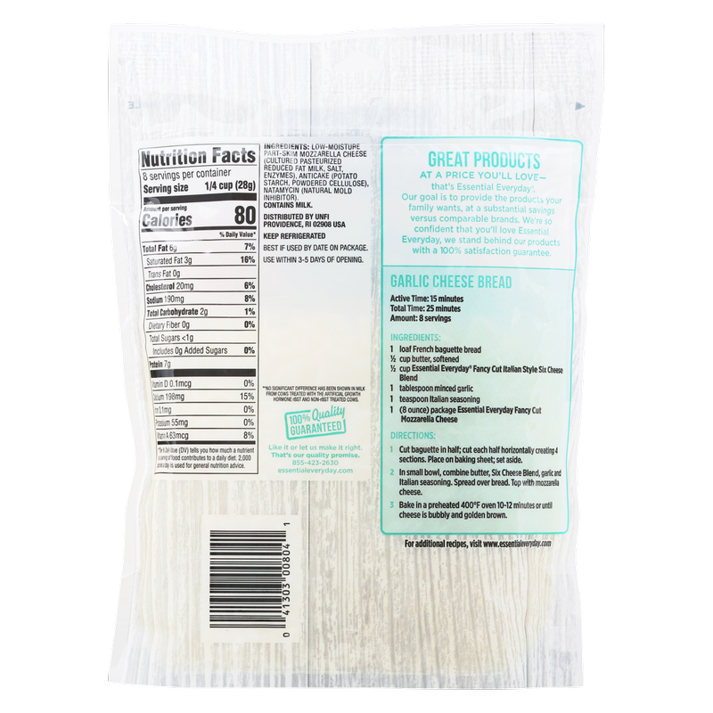 Essential Everyday Shredded Low-Moisture Part-Skim Mozzarella Cheese 8oz