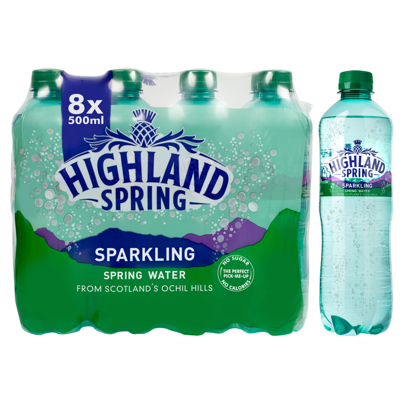 Highland Spring Sparkling Water, 8 x 500ml