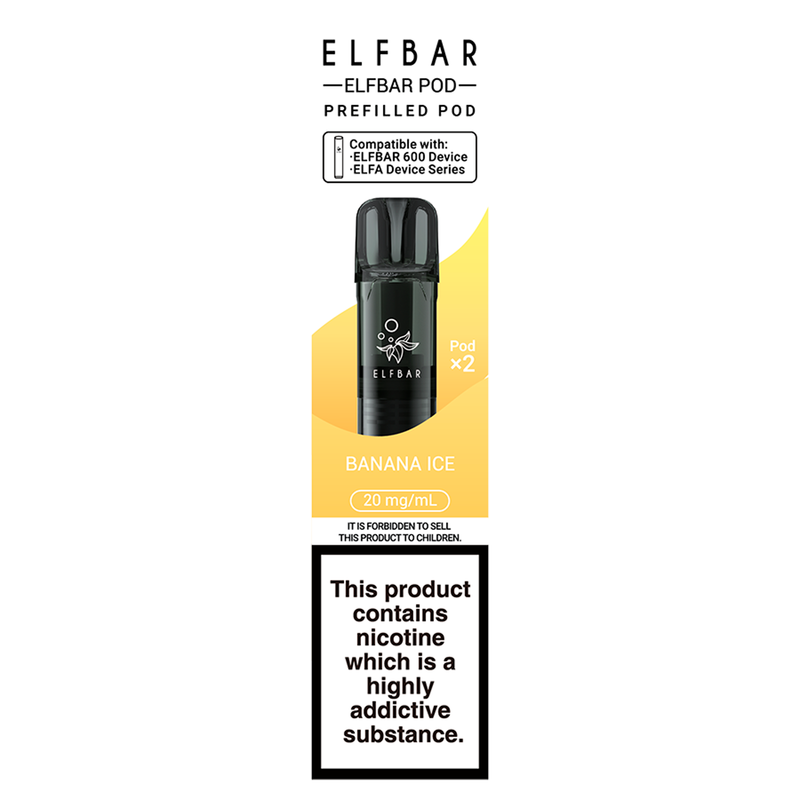 Elf Bar 600 Prefilled Pods Banana Ice 20mg/ml, 2pcs