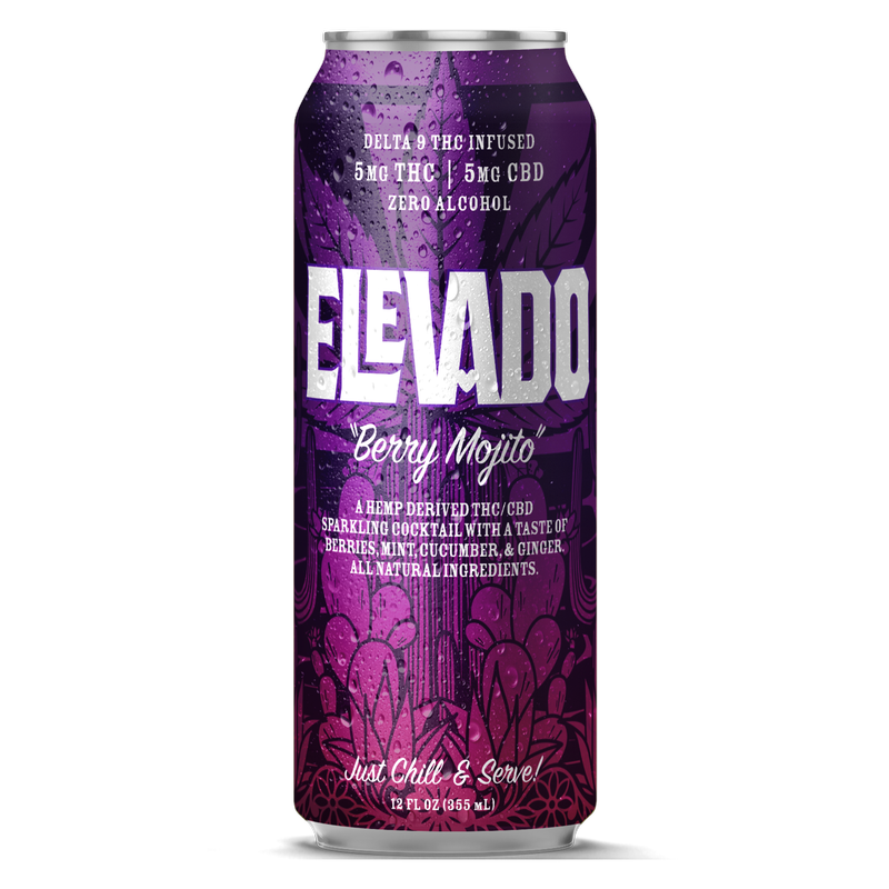 Elevado THC 5mg Berry Mojito Cocktail 4pk 12oz Can