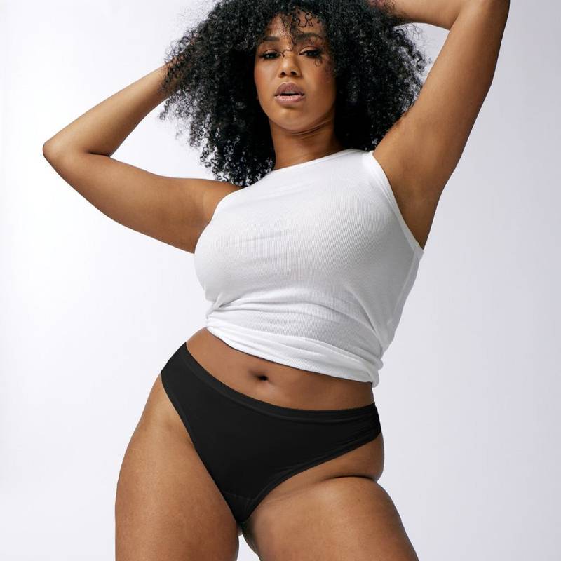 Panic Panties 4-Way Stretch Bikini Cut, Black, L/XL