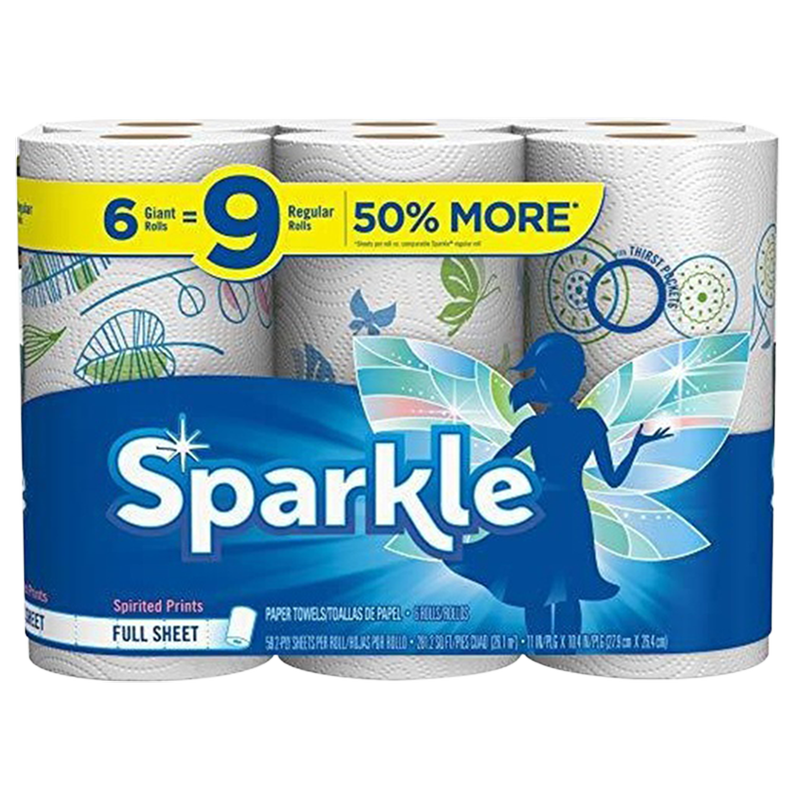 Sparkle Spirited Prints Giant Roll Paper Towel 6pk
