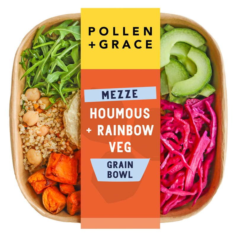 Pollen & Grace Mezze Houmous + Rainbow Veg Grain Bowl, 275g