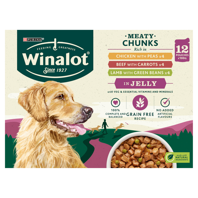 Winalot Adult Wet Dog Food Pouches Mixed in Jelly, 12 x 100g