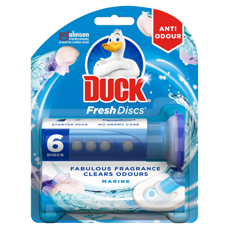 Duck Toilet Cleaner Fresh Discs Holder & Refills Marine, 36ml
