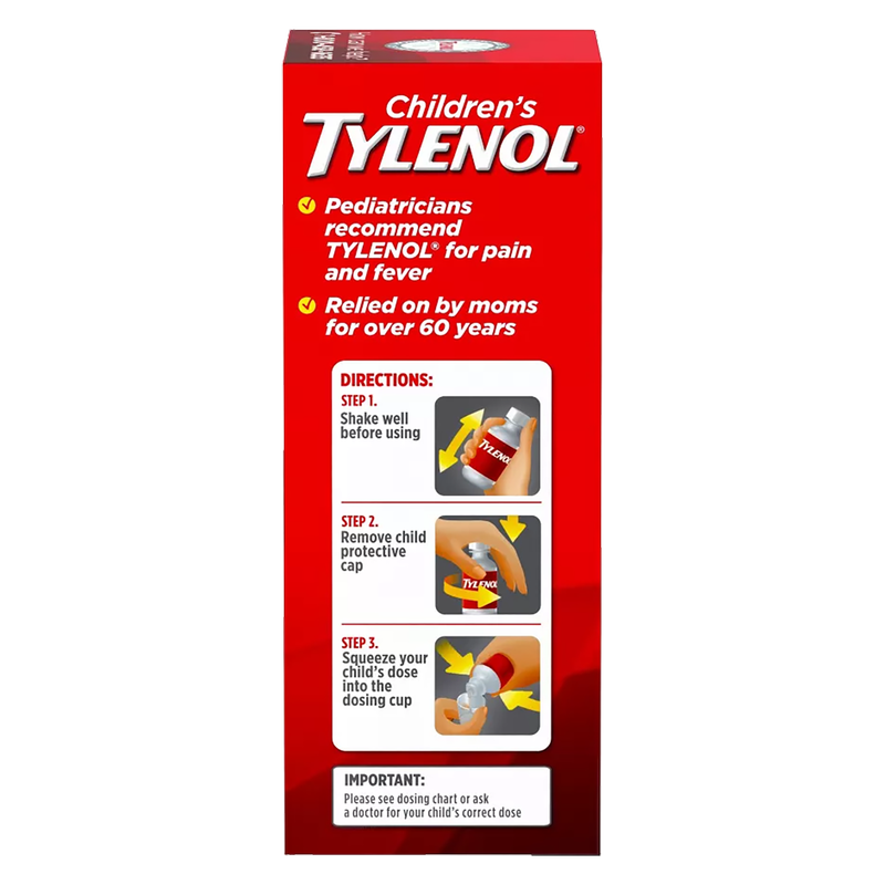 Childrens' Tylenol Pain & Fever Reducer Liquid Acetaminophen Dye-Free Cherry 4 oz