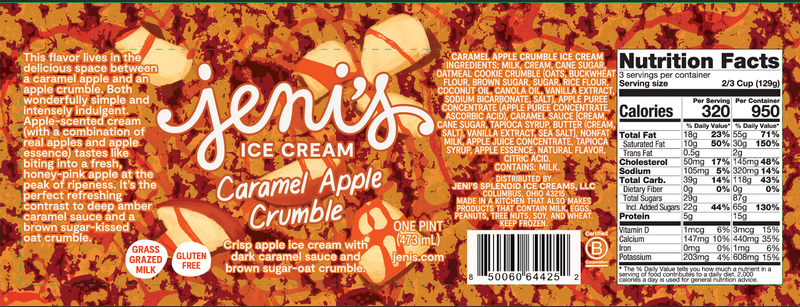Jeni's Caramel Apple Crumble envasado, 16 oz