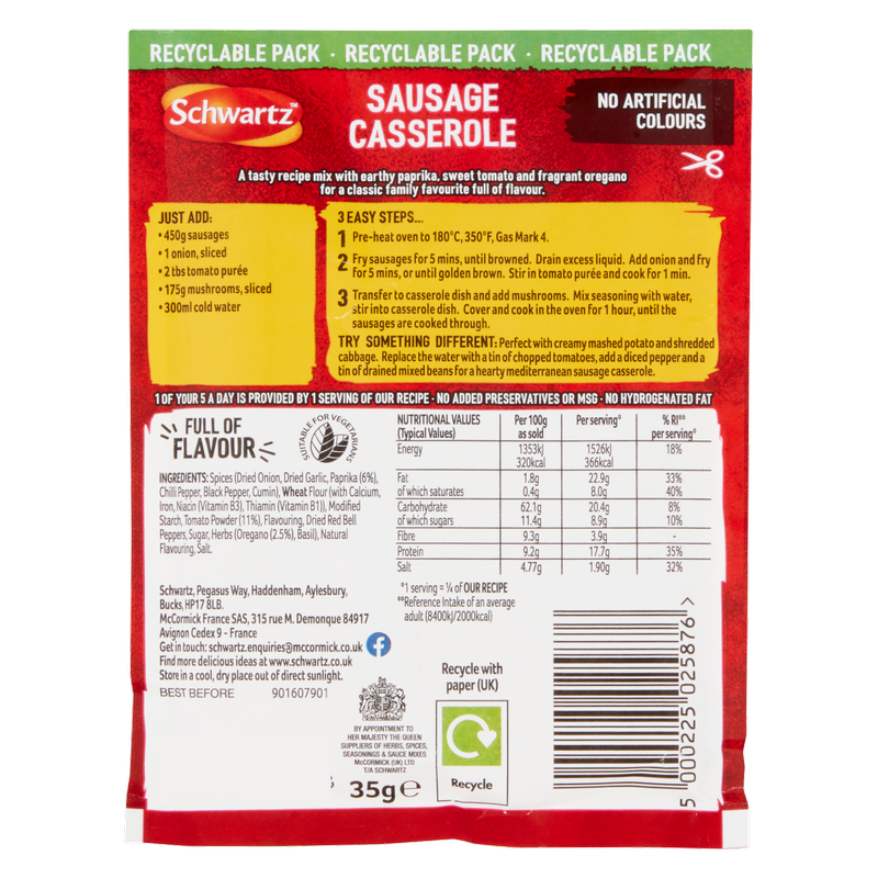 Schwartz Sausage Casserole Recipe Mix, 35g
