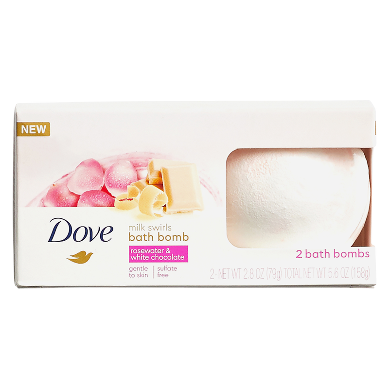 Dove Rosewater & White Chocolate Bath Bombs 2ct