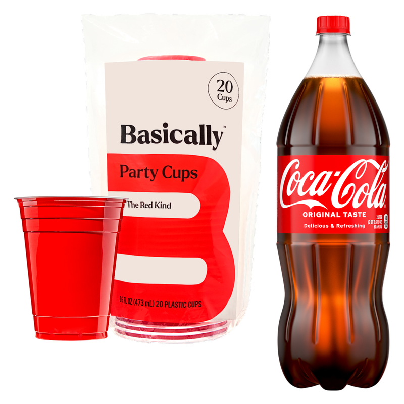 Coca-Cola 2L Btl + Basically, 20ct Red Party Cups Bundle