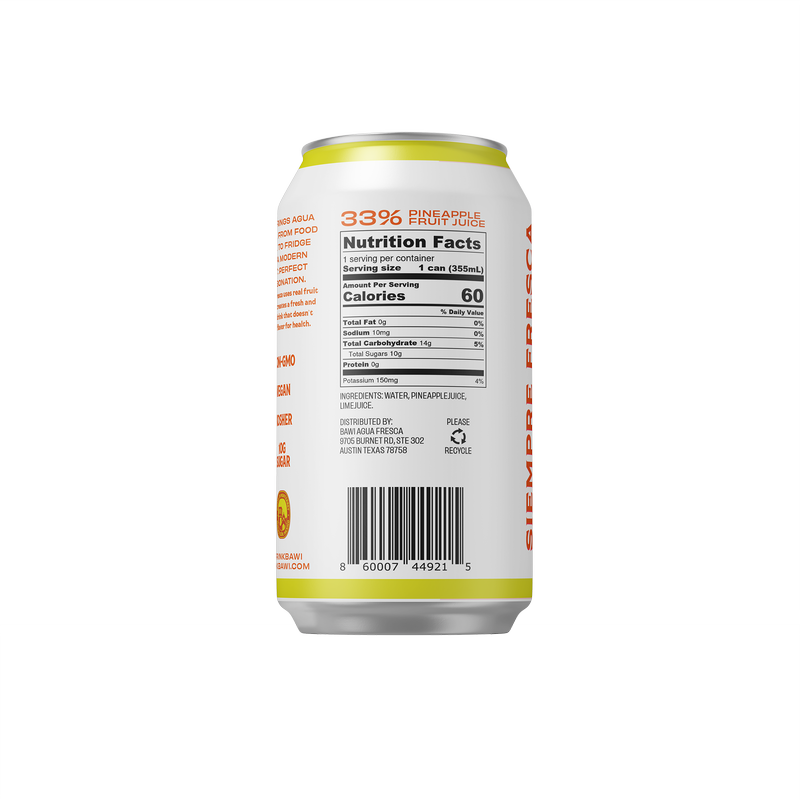 Bawi Pineapple Agua Fresca 12oz Can