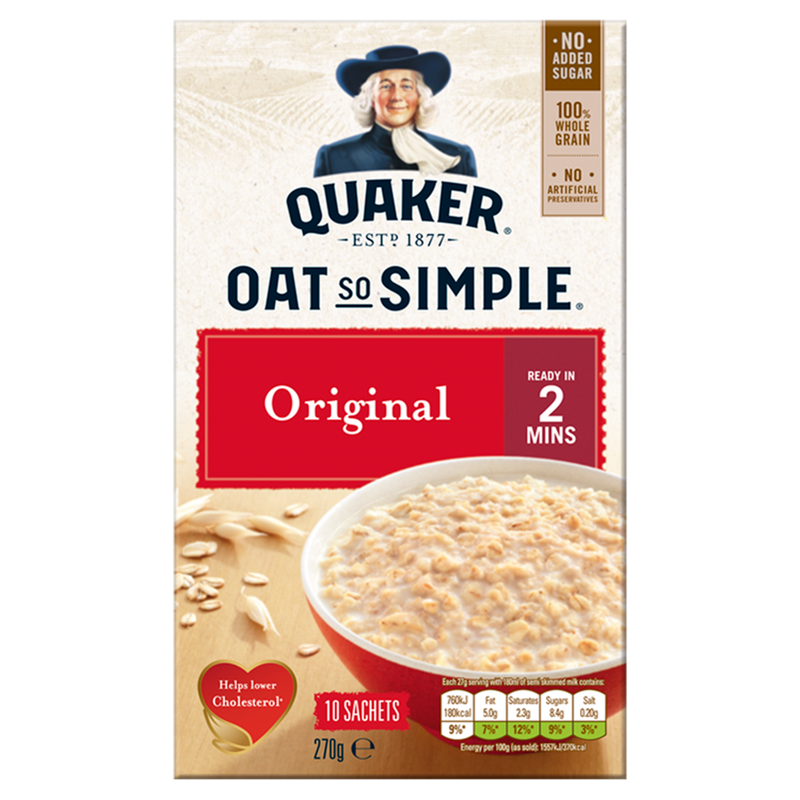 Quaker Oat So Simple Original Porridge Sachets, 10 x 27g