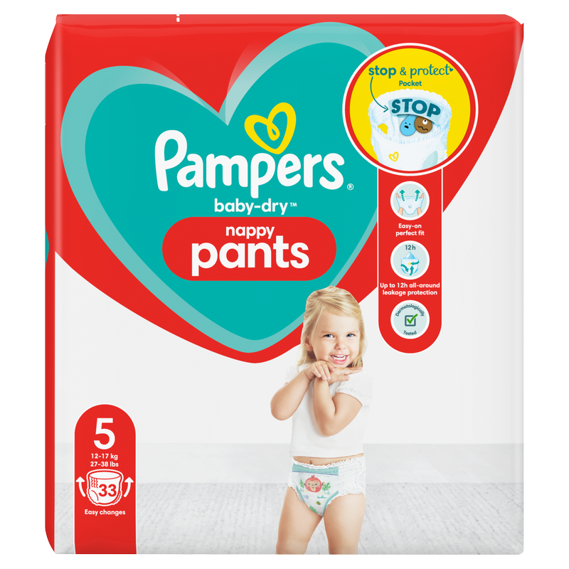 Pampers Baby Dry Nappy Pants Size 5, 33pcs