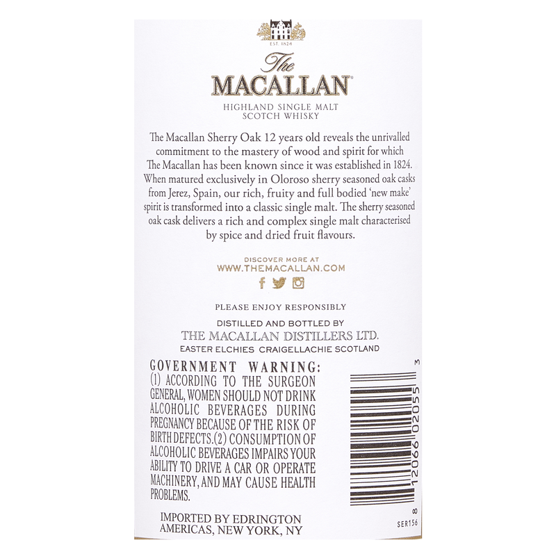 Macallan 12 Yr Sherry Oak 750ml (86 Proof)
