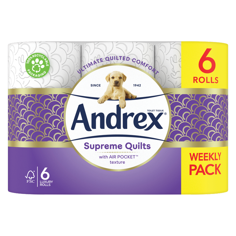 Andrex Supreme Quilts Toilet Roll, 6pcs