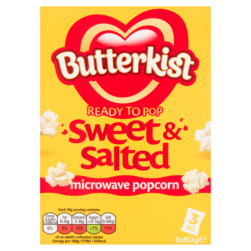Butterkist Sweet & Salted Microwave Popcorn, 3 x 60g