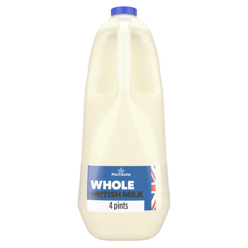 Morrisons British Whole Milk 4 Pint, 2.27L