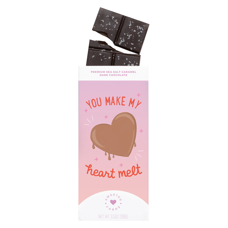 Sweeter Cards You Make My Heart Melt Sea Salt Caramel Dark Chocolate Bar 3.5oz