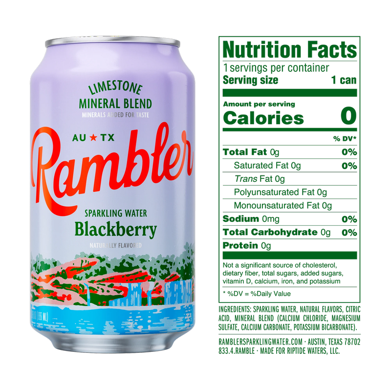 Rambler Sparkling Water Blackberry 8pk 12oz Can