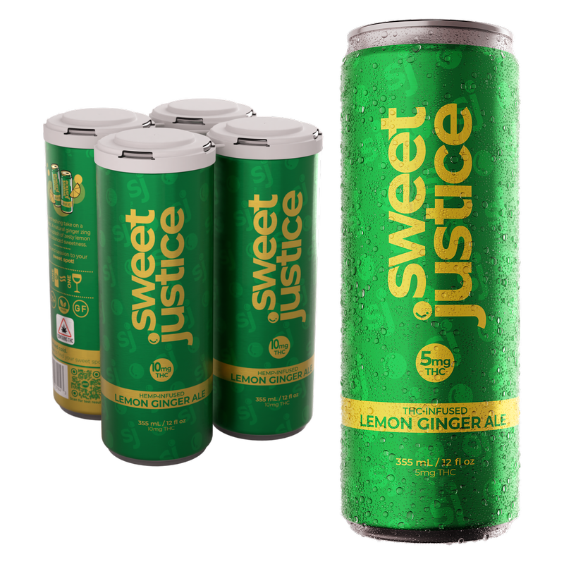 Sweet Justice 5mg THC Lemon Ginger Ale 4pk 12oz Can