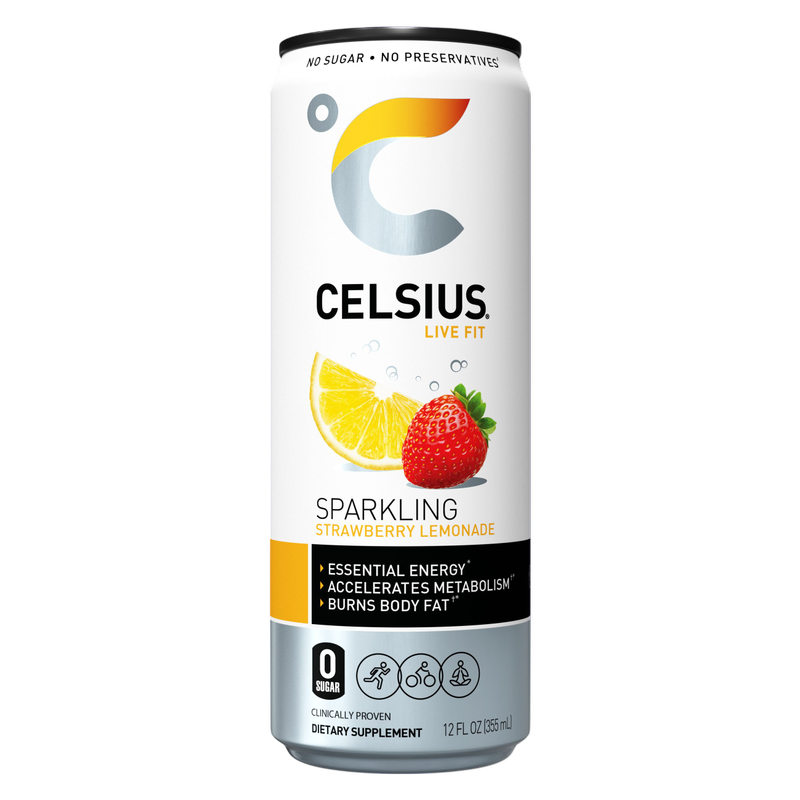 CELSIUS Sparkling Strawberry Lemonade Essential Energy Drink 12oz Can