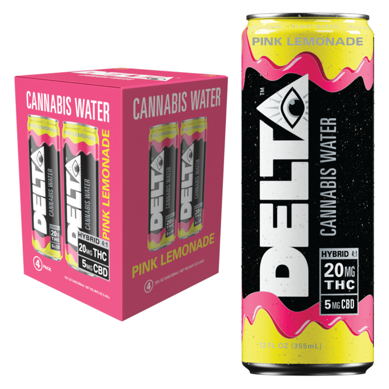 Delta 20mg THC Pink Lemonade Cannabis Water  4pk 12oz Can