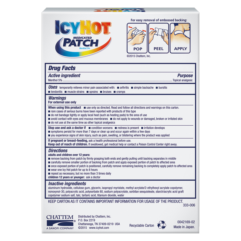 Icy Hot Original Pain Relief Arm, Neck & Leg Patches 5ct