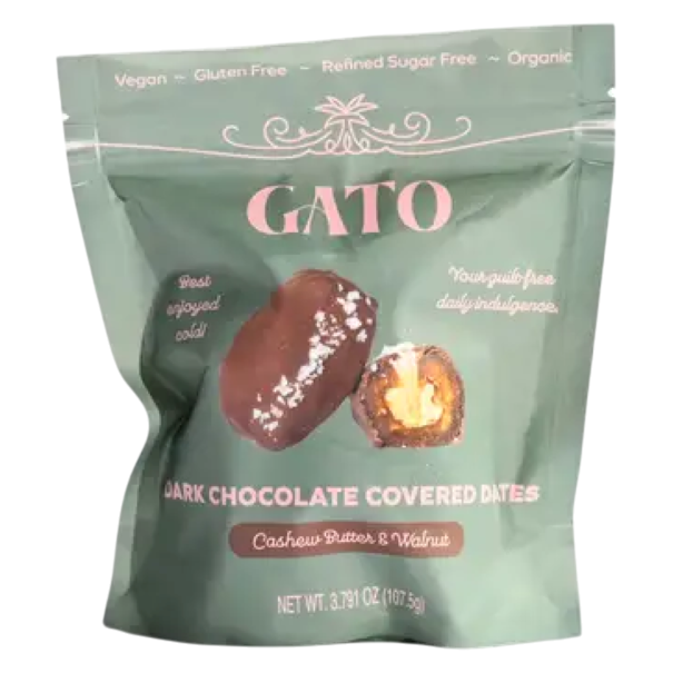 Gato Dates Chocolate Covered Dates with Cashew Butter, 3.791 oz