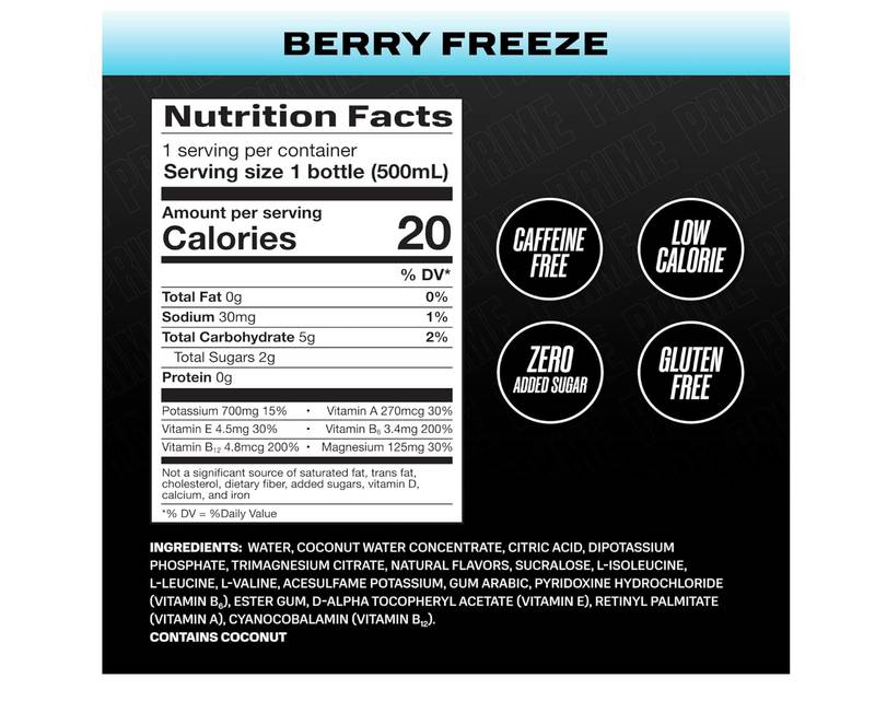 Prime Hydration Berry Freeze 12pk 16.9oz Bottle