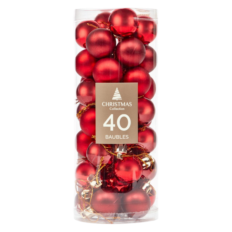 Morrisons Red Mini Baubles, 40pcs
