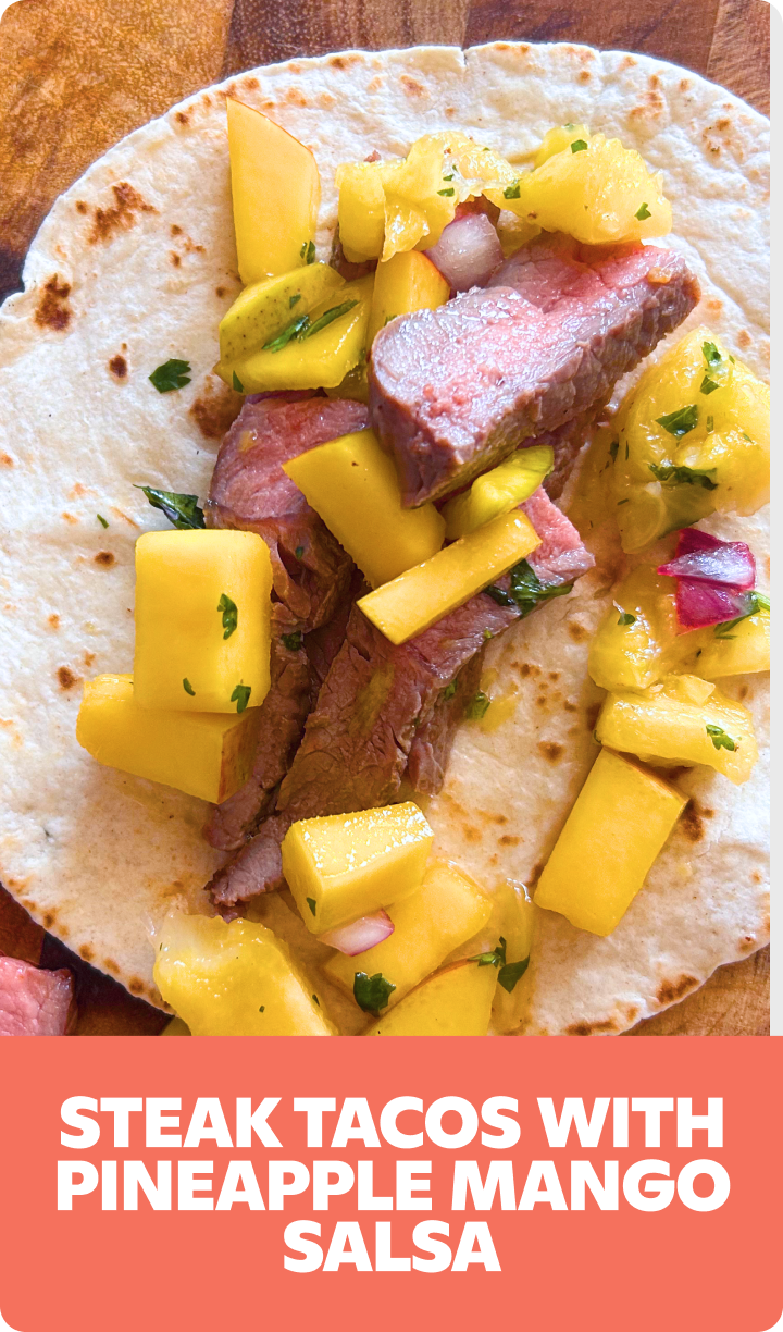 Gopuff Steak Tacos with Pineapple Mango Salsa, ready for delivery.
