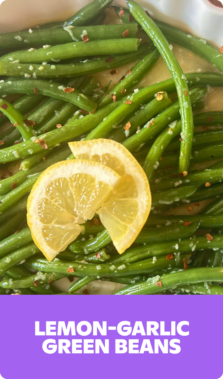 Gopuff: Lemon-Garlic Green Beans, topped with red pepper flakes and lemon slices.