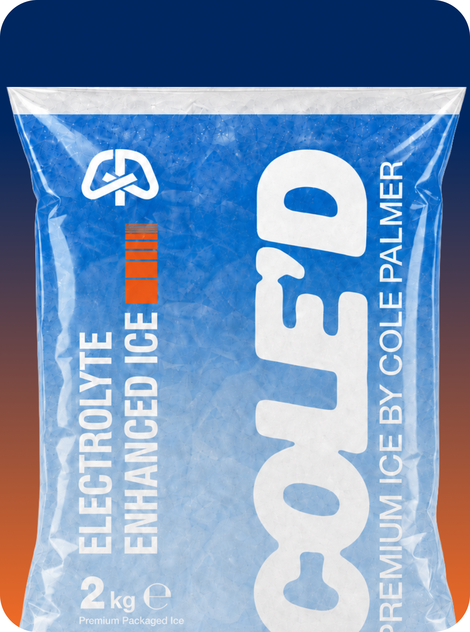 Cole Palmer Electrolyte Enhanced Ice, 2kg bag. Premium packaged ice.