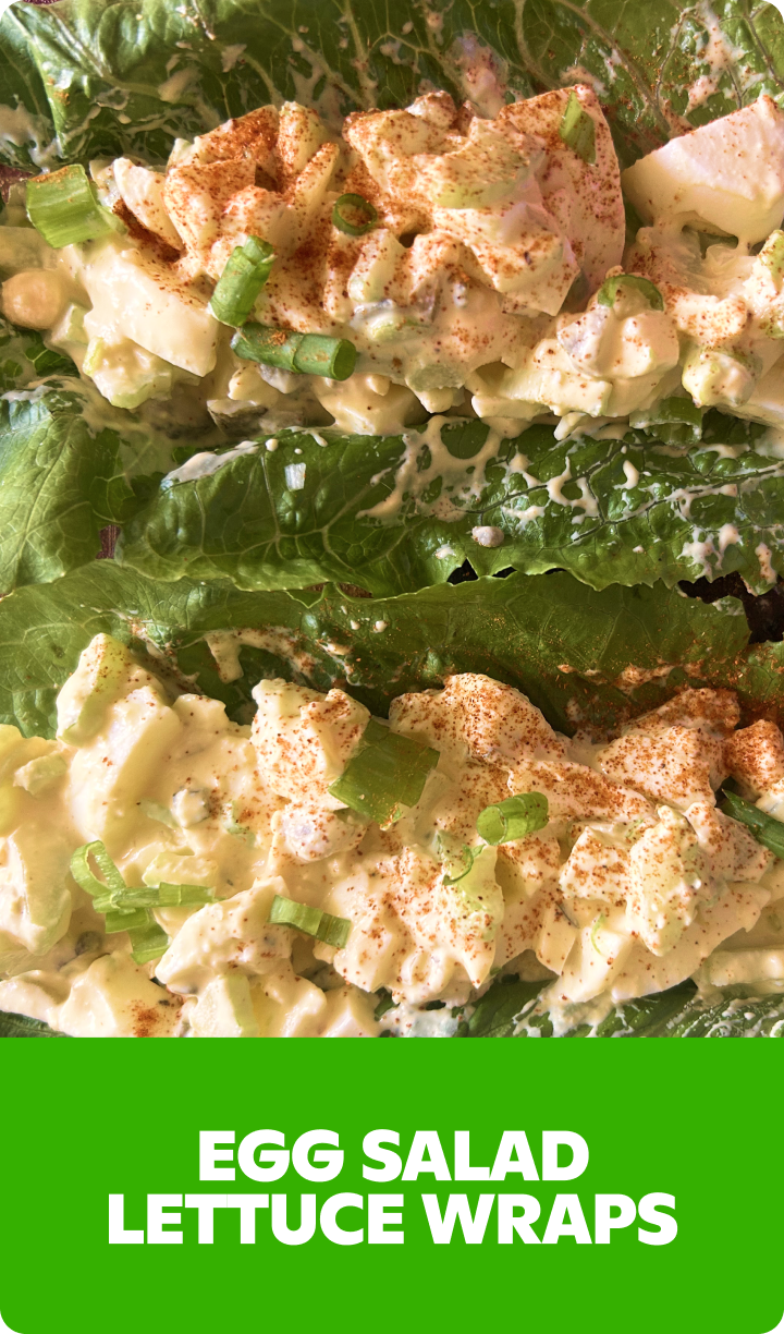 Gopuff egg salad lettuce wraps, garnished with green onions and paprika. Order now!