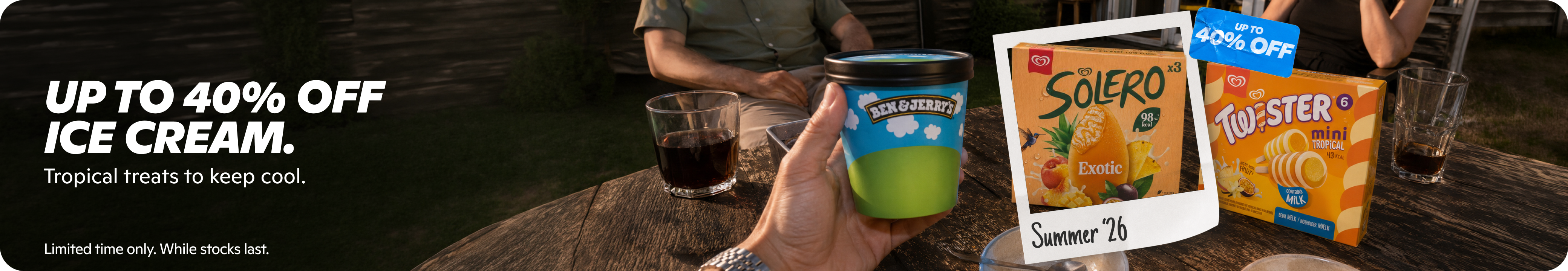 Gopuff: UP TO 40% OFF Ben & Jerry's, Solero, Twister ice cream. Tropical treats to keep cool.
