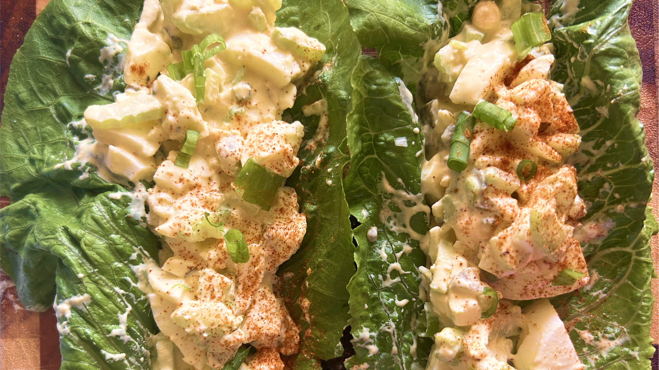 Gopuff egg salad with celery, green onions, paprika in crisp lettuce cups. Order now.