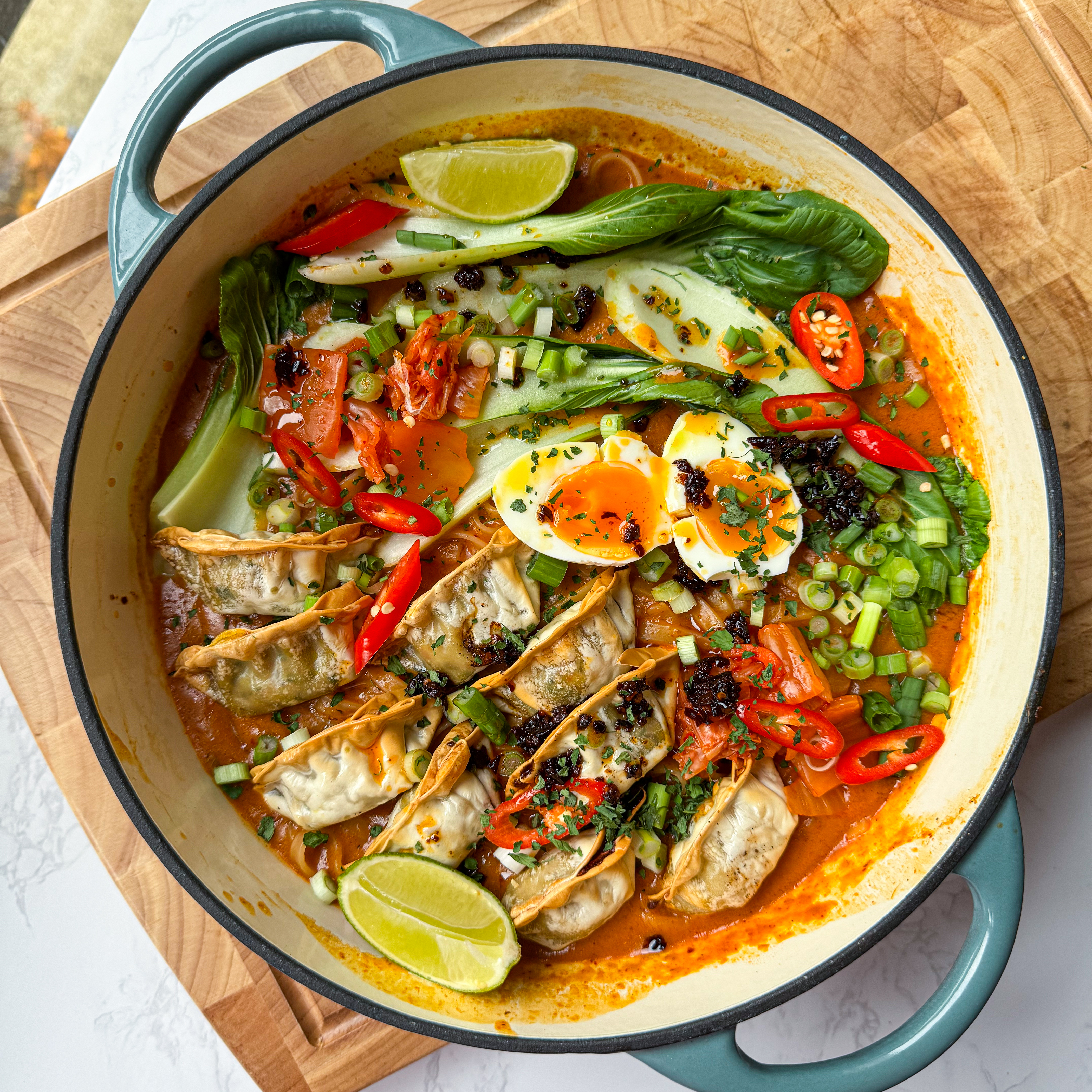 Red Thai Gyoza Noodle Soup 