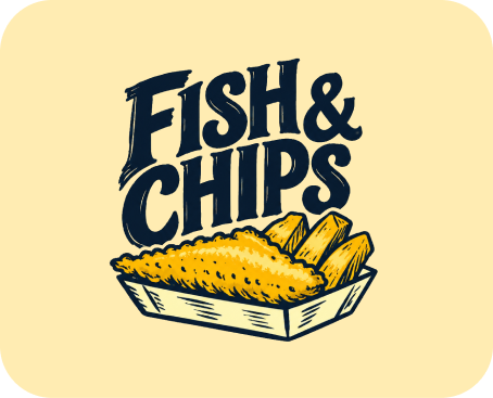 Gopuff Fish & Chips in a tray. Order now for delivery.