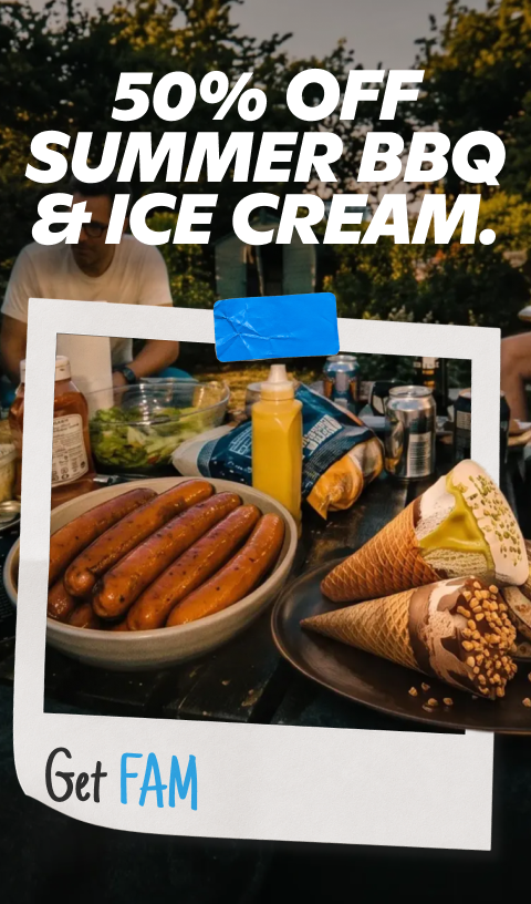 Gopuff: 50% off Summer BBQ & Ice Cream. Get FAM.