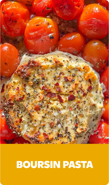 Baked Boursin cheese with roasted tomatoes and herbs for BOURSIN PASTA on Gopuff.