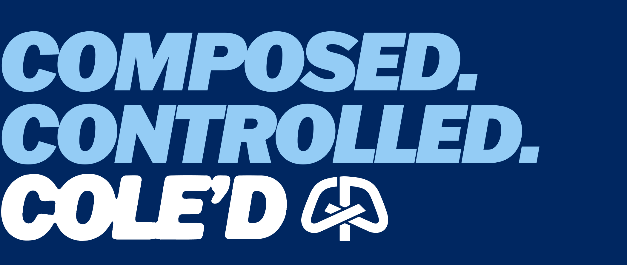 Gopuff slogan: COMPOSED. CONTROLLED. COLE'D. with a stylized logo.