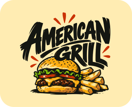 AMERICAN GRILL logo with a cheeseburger and fries. Order from Gopuff.