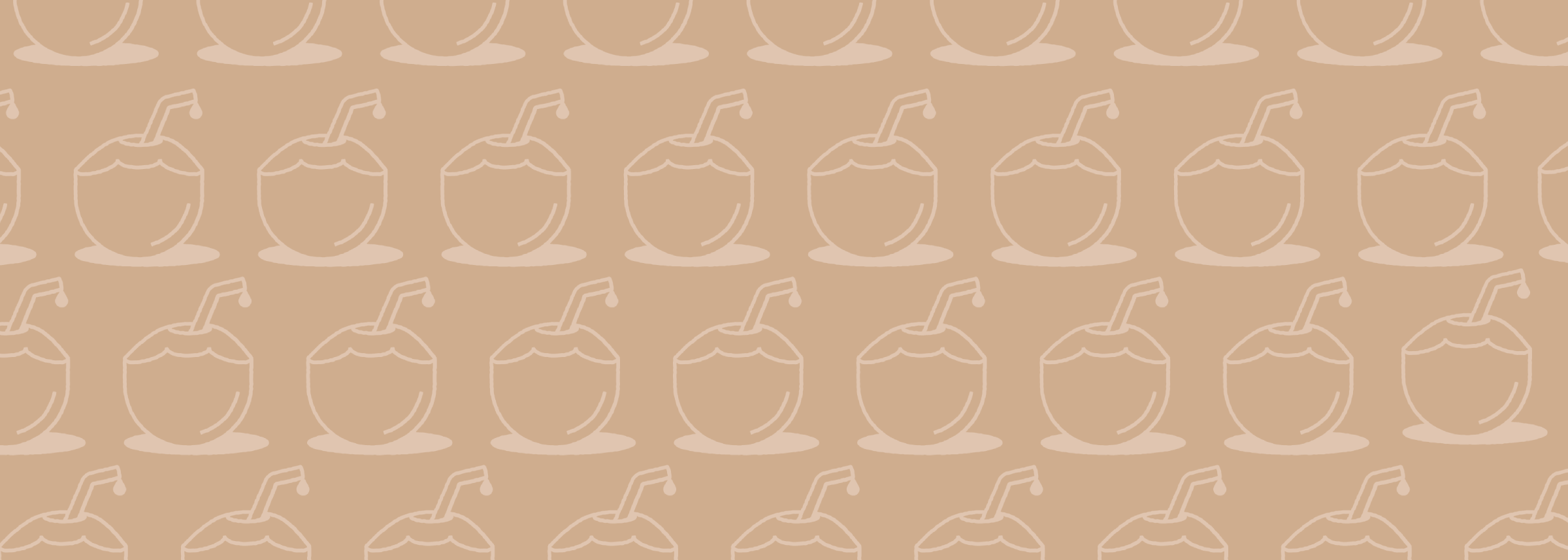 Gopuff tropical pattern with outline illustrations of coconuts with straws.