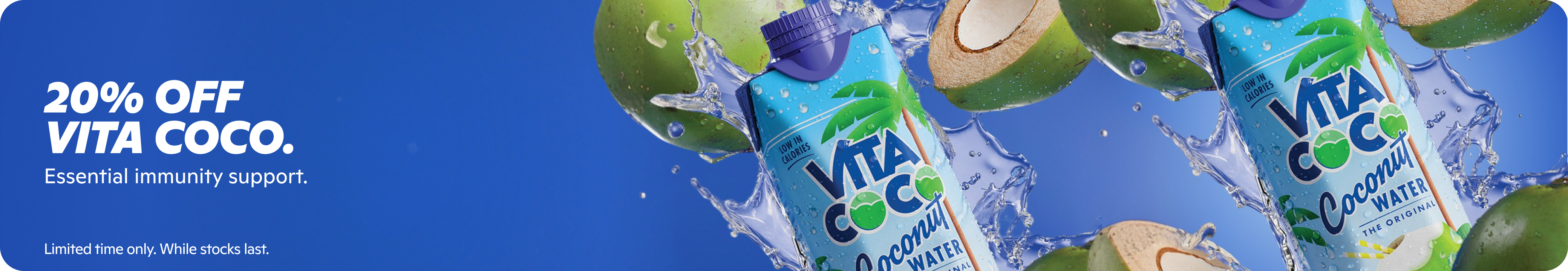20% OFF Vita Coco Coconut Water drinks for essential immunity support. Shop Gopuff now!