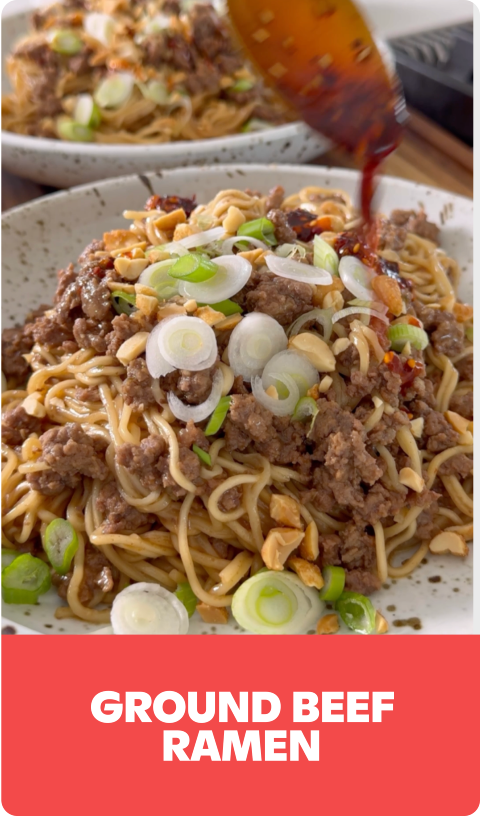 Gopuff: GROUND BEEF RAMEN with noodles, peanuts, scallions, and sauce. Order now!