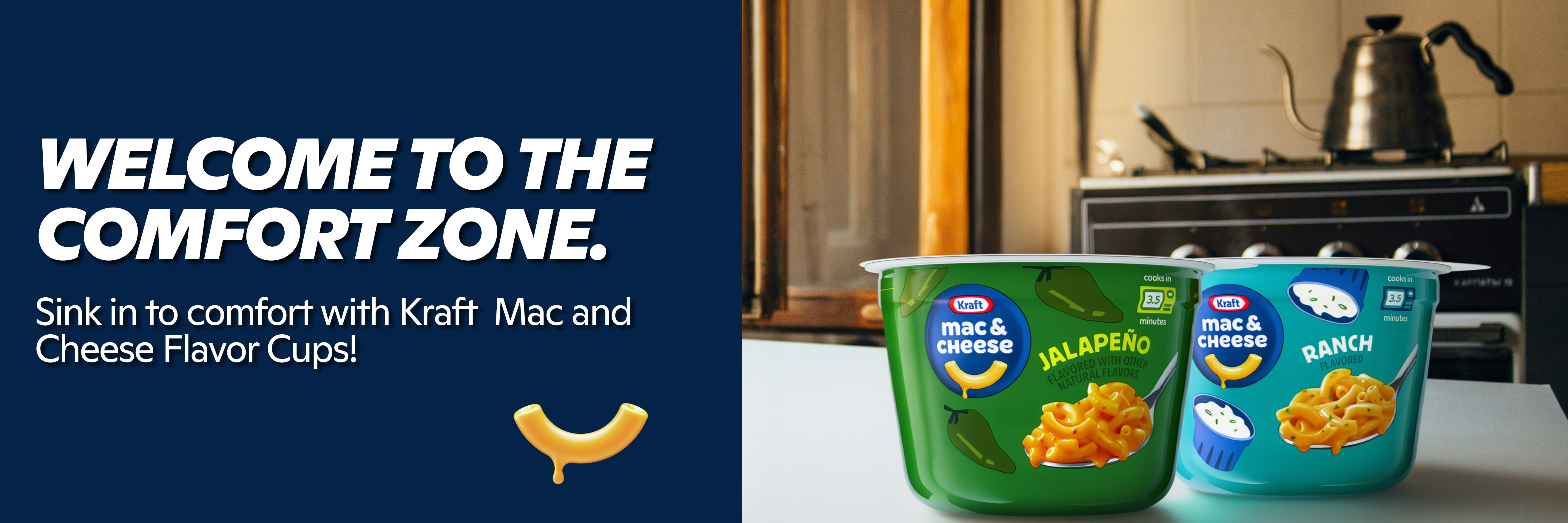 Gopuff delivers Kraft Mac & Cheese Flavor Cups: Jalapeño and Ranch for comfort.