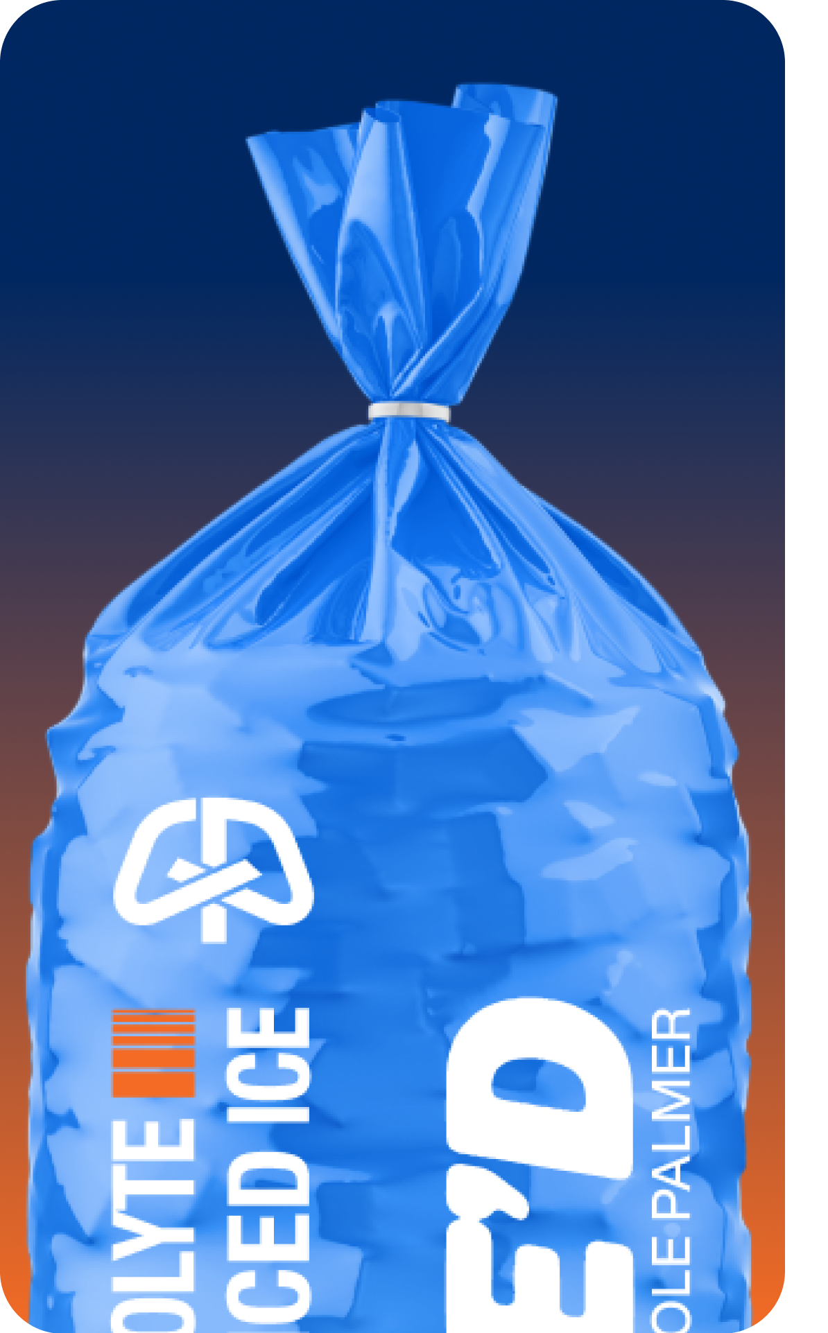 Gopuff Electrolyte Iced Ice, Arnold Palmer. Blue bag of ice.