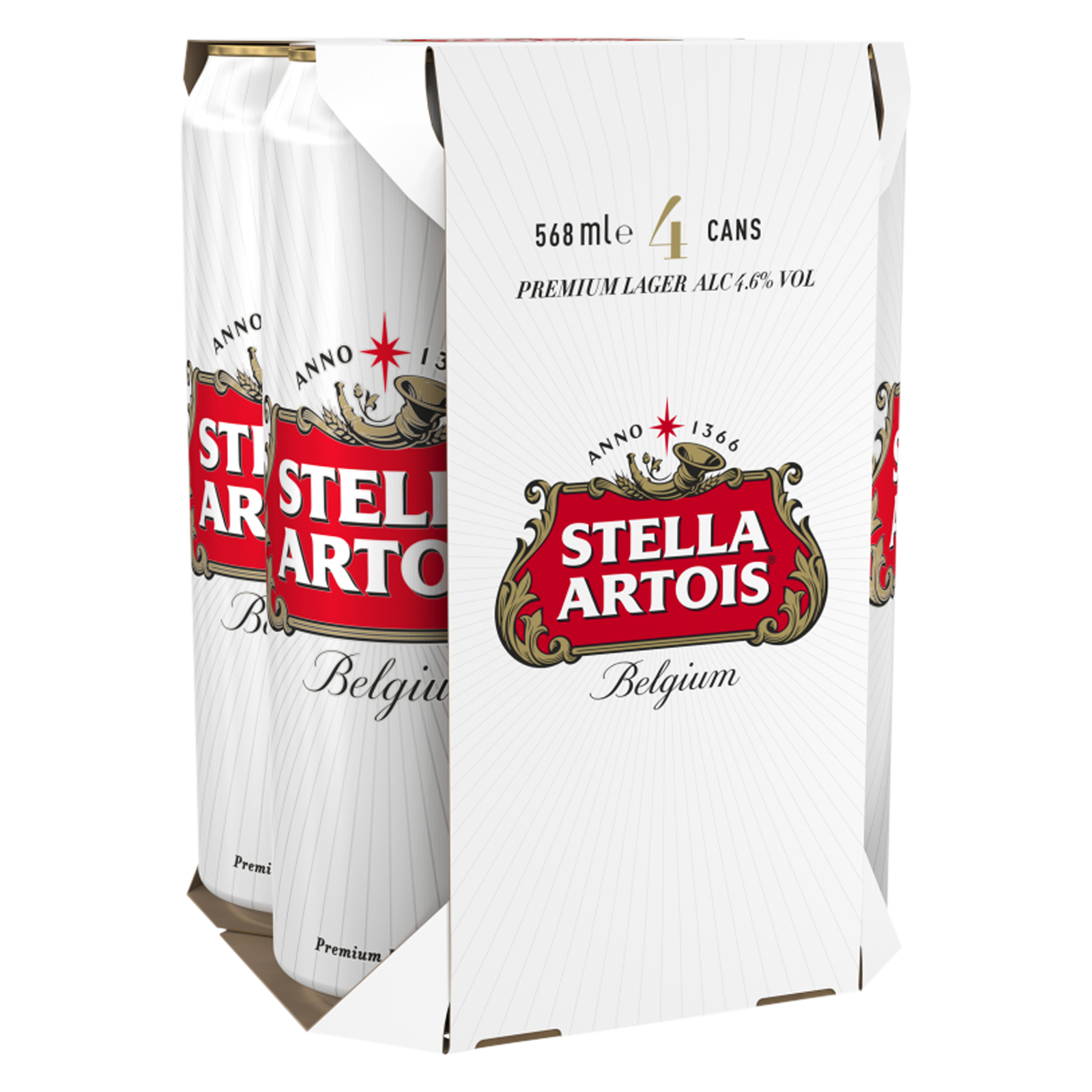 Stella Artois Belgium Premium Lager, 4 x 568ml